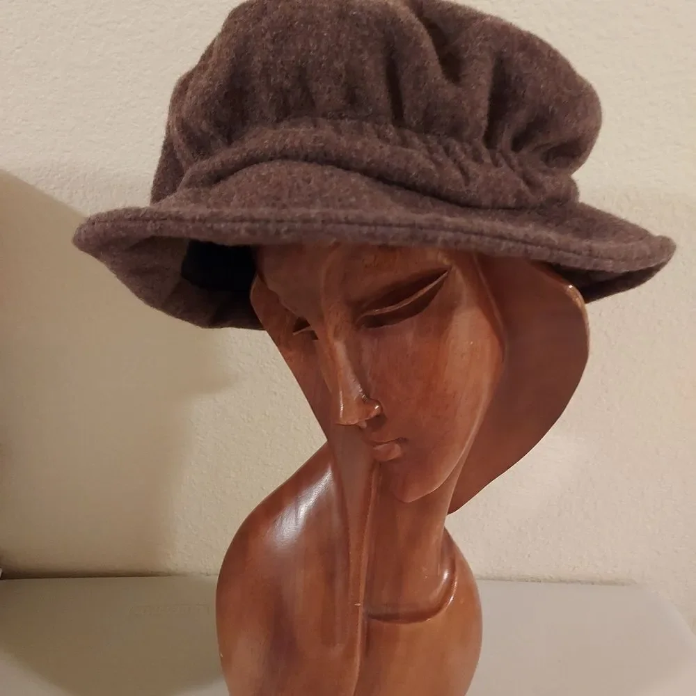 Slouchy Cloche Cap Hat Wool Blend Boho Hat Vintage Brown size M